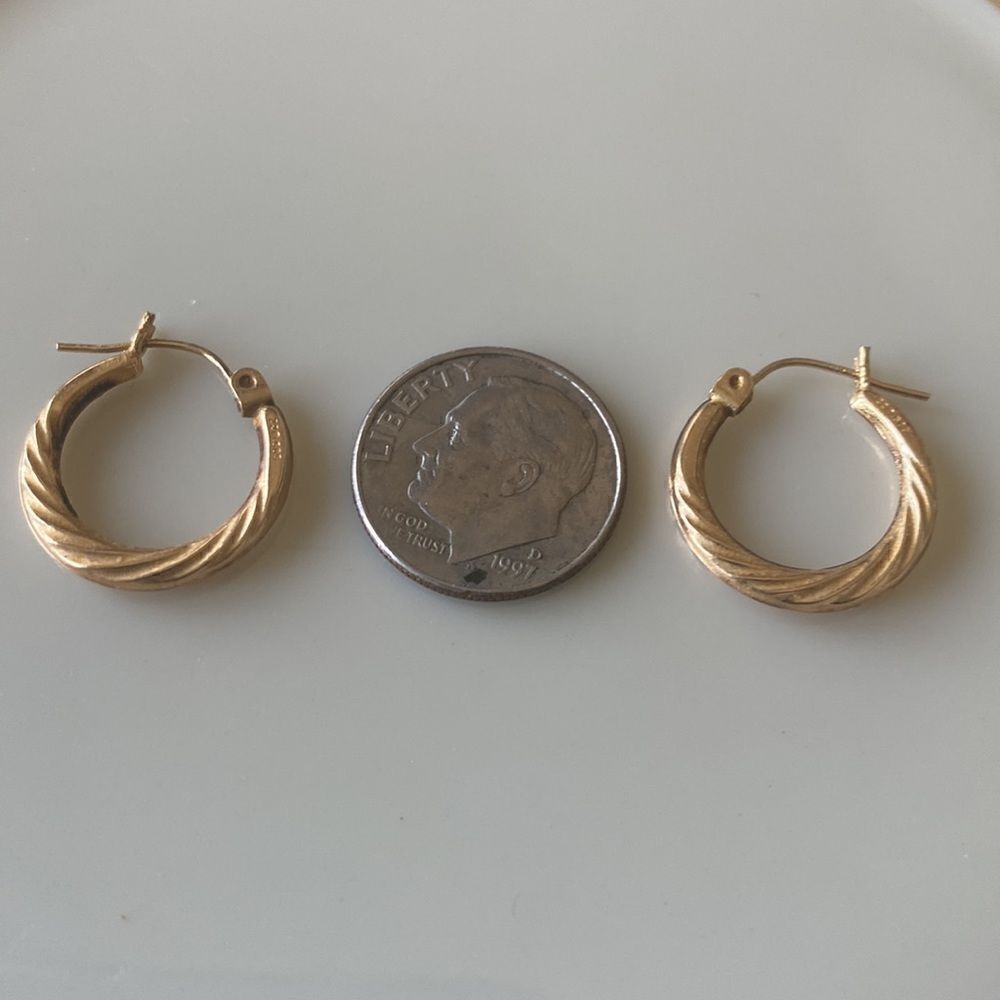 Classic 14k Gold Twisted Hoop Earrings
.98 grams - Picture 2 of 5